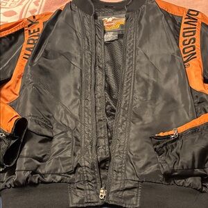 Harley-Davidson Men's Black and Orange Bomber Jacket